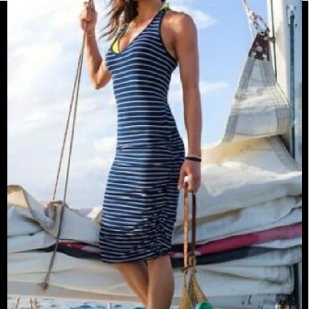 ATHLETA STRIPED TEE RACERBACK DRESS - Picture 2 of 7
